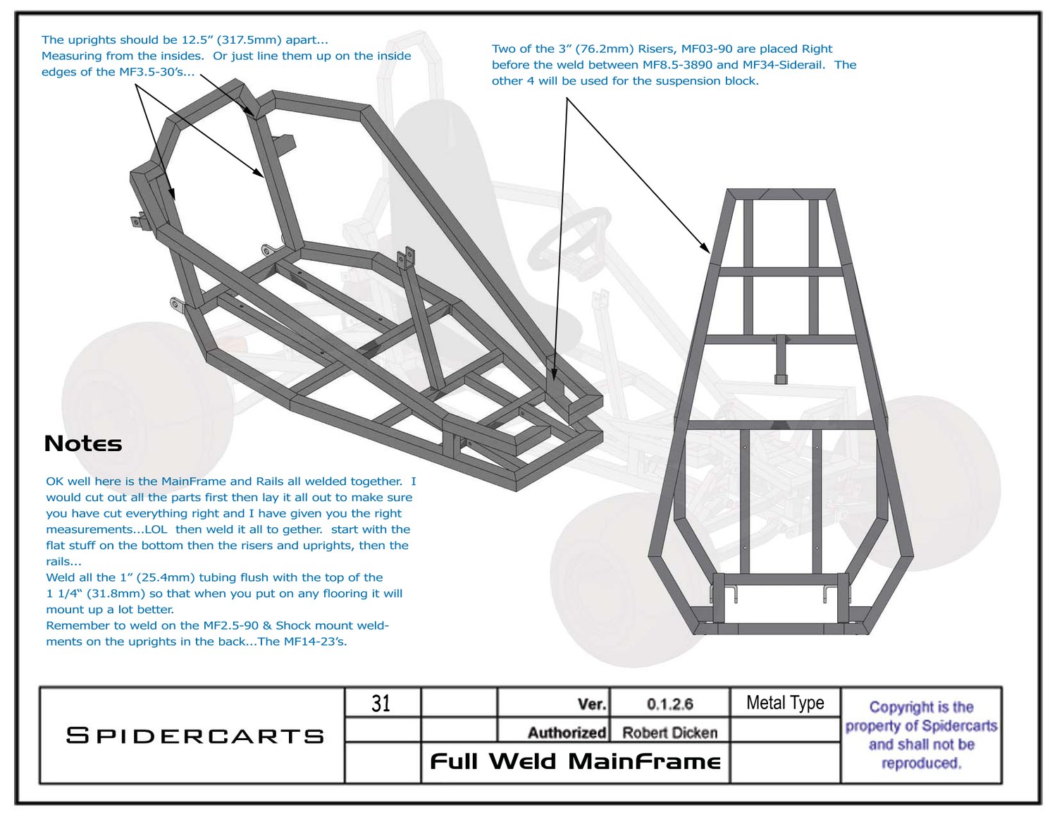 Full weld of the main frame: what order to tack and weld the rails, risers and uprights